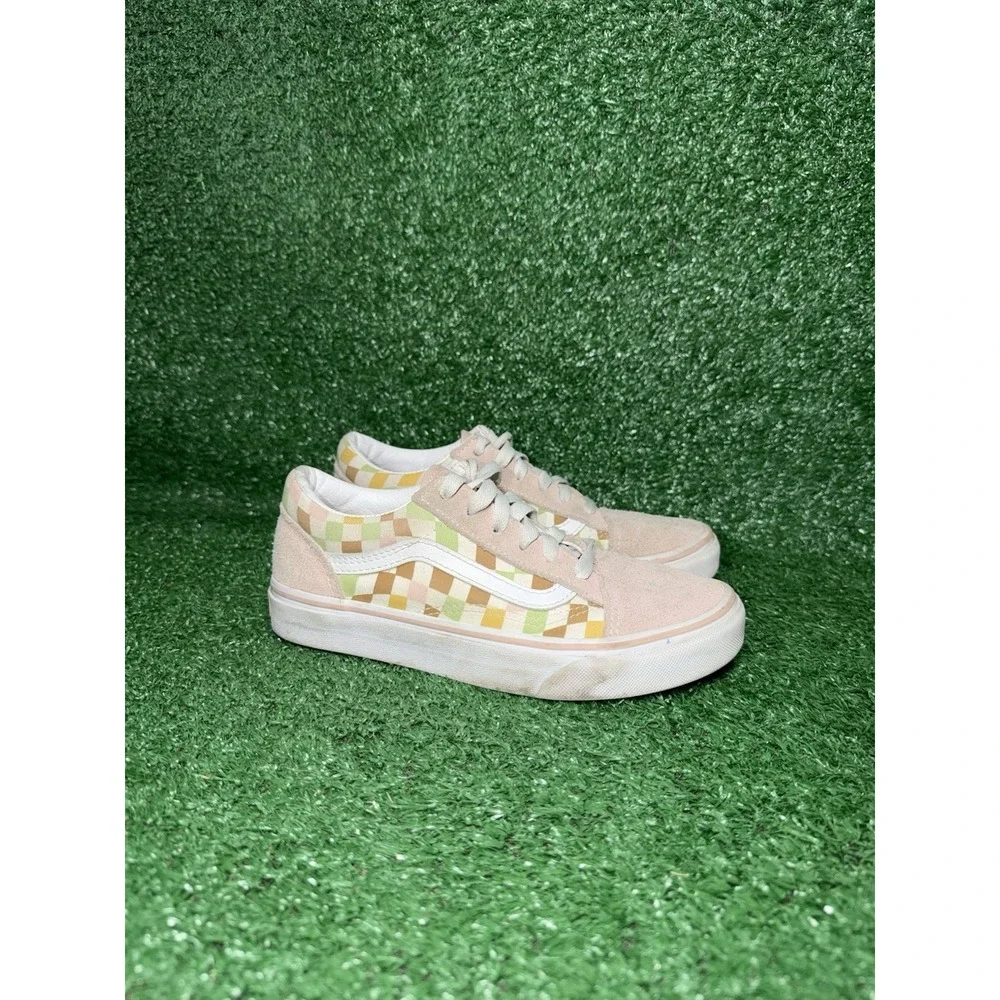 VANS‎ Old Skool Pink Checkerboard Sneakers Skate Shoes Womens 4.5 Boys 3